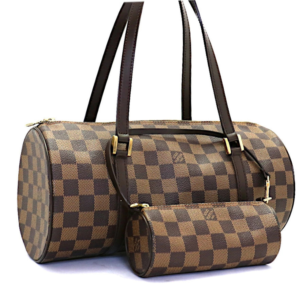 Louis Vuitton Papillon Shoulder Bag Damier Canvas Leather Brown